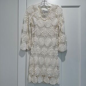 TRINA TURK WHITE CROCHET DRESS